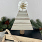 Upcycled Small Vintage Trim Beige Christmas Tree with White Flower