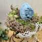 Handmade Rustic Bed Spring Nest with Baby Blue Egg