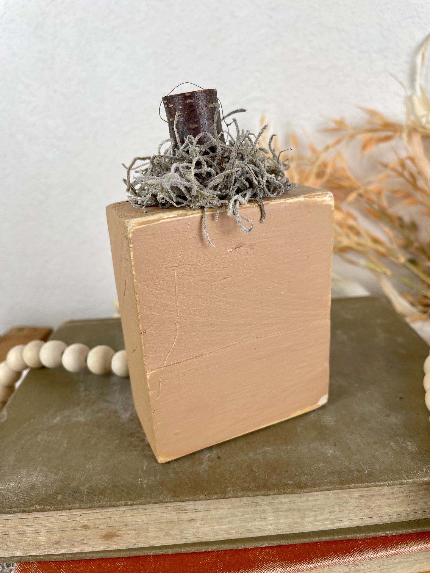 Handmade Small Wood Pumpkin with Tribal Design