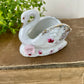 Vintage Porcelain Swan Toothpick Holder with Pink Flowers