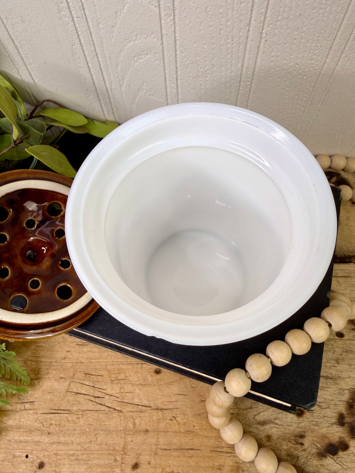 Vintage Amway Milk Glass Potpourri Jar
