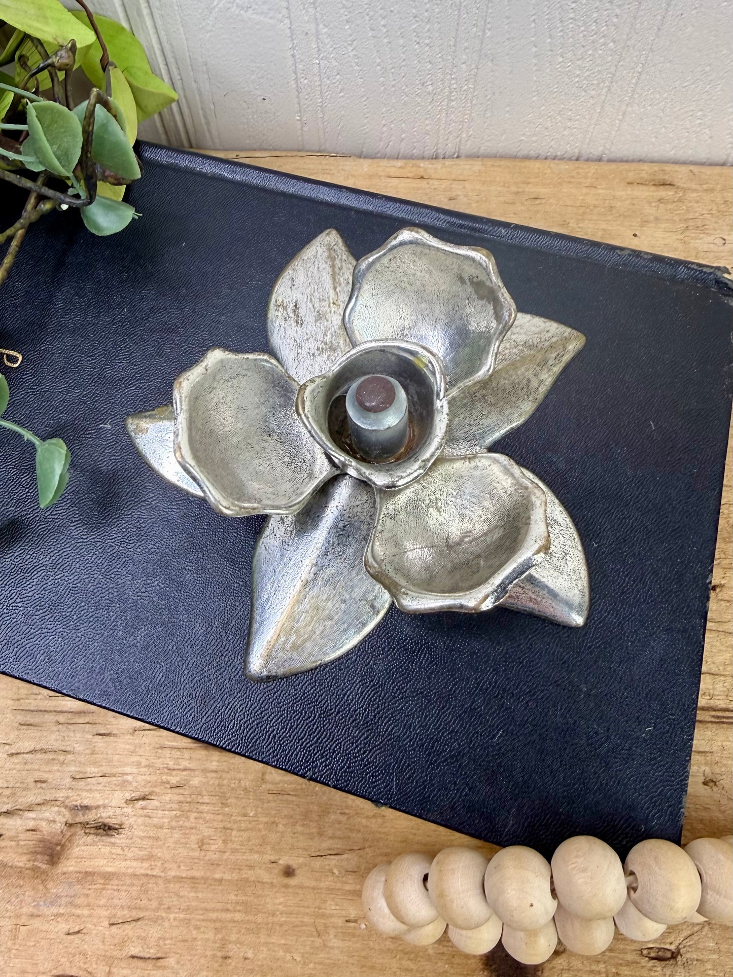 Vintage Brass Lotus Flower with Silver Finish