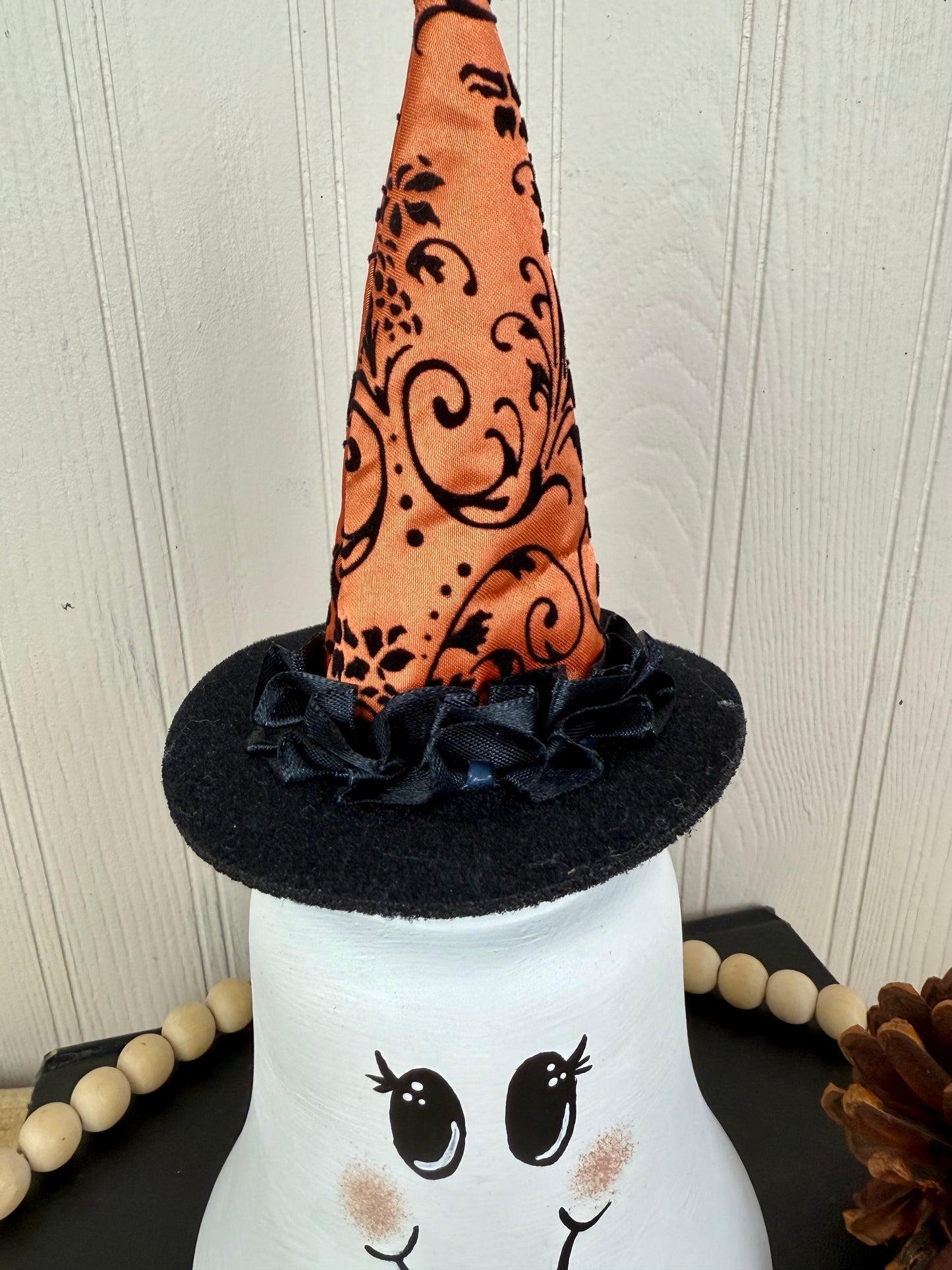 Handmade Light Shade Ghost with Orange Hat
