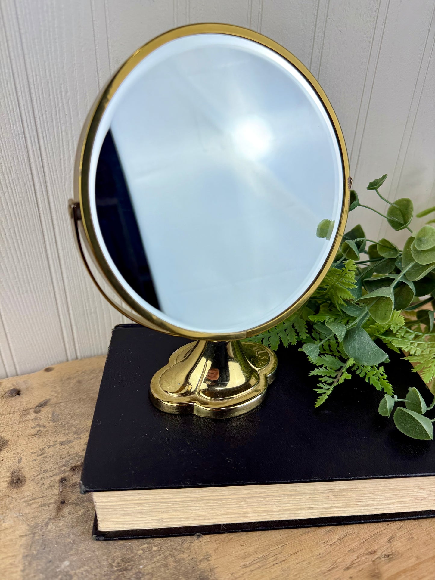 Vintage Double Sided Brass Tabletop Mirror