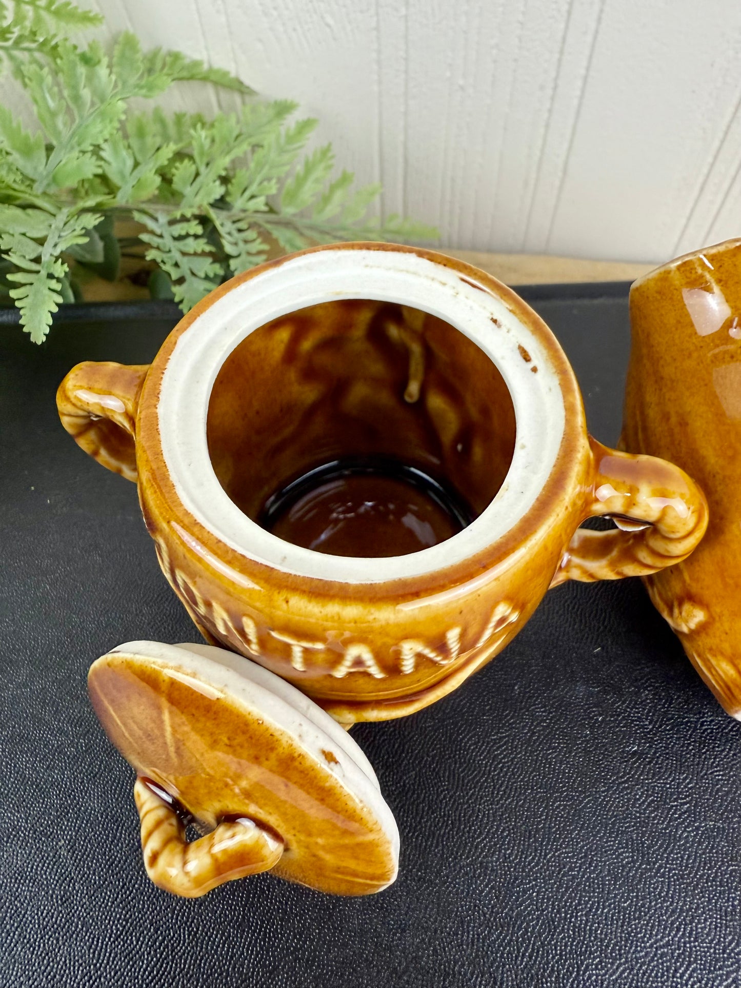Vintage Porcelain Western Themed Sugar & Creamer Set