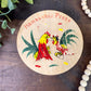 Vintage Wooden Hamburger Press with Roosters