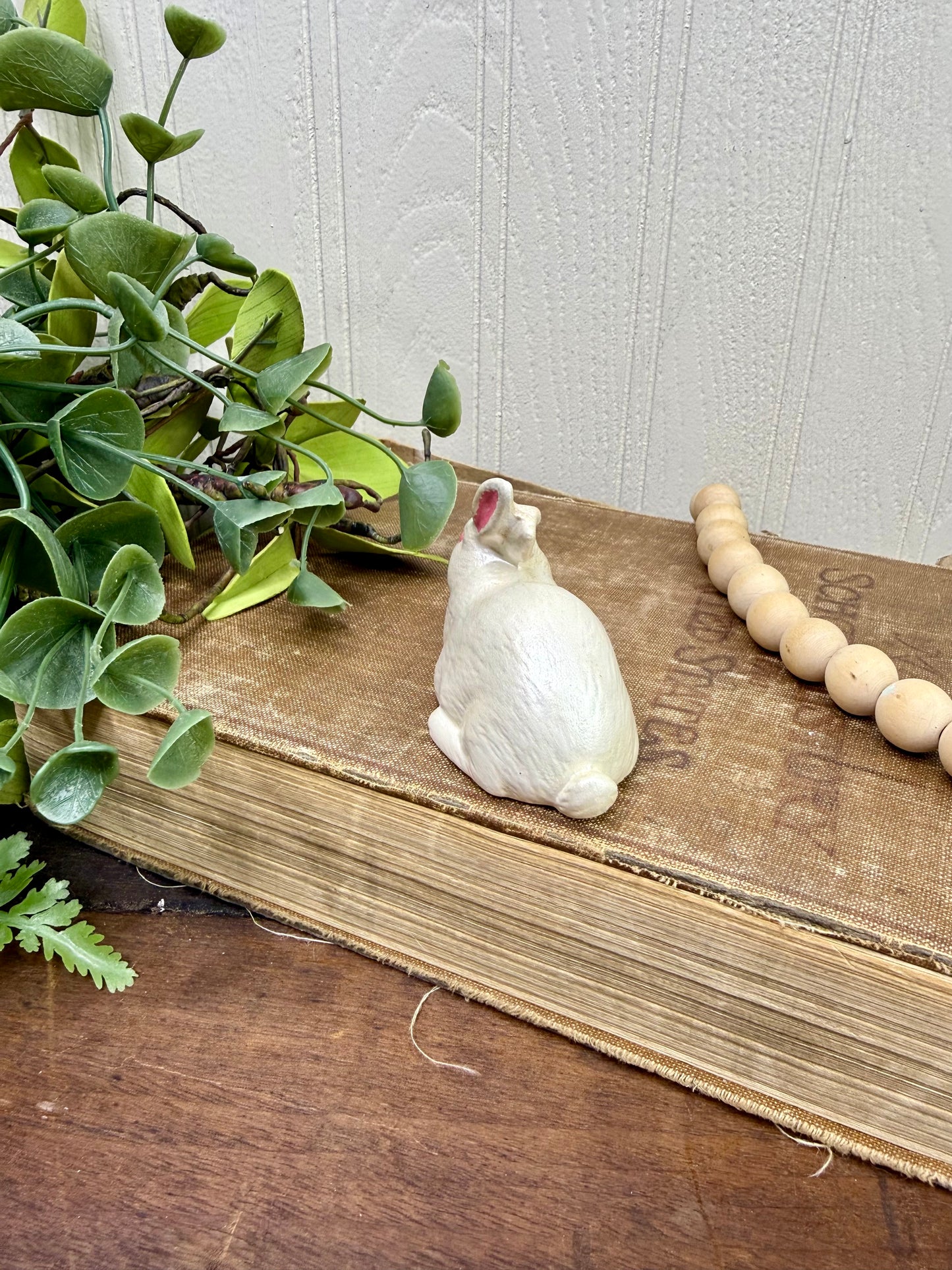 Vintage Mini Ceramic Laying Bunny Figurine