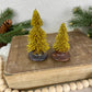 Gold Bottle Brush Tree Set with Wood Knob Bases
