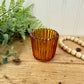Vintage Indiana Glass Co. Striated Amber Candle Votive