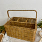 Vintage Wicker Storage Basket with Dividers