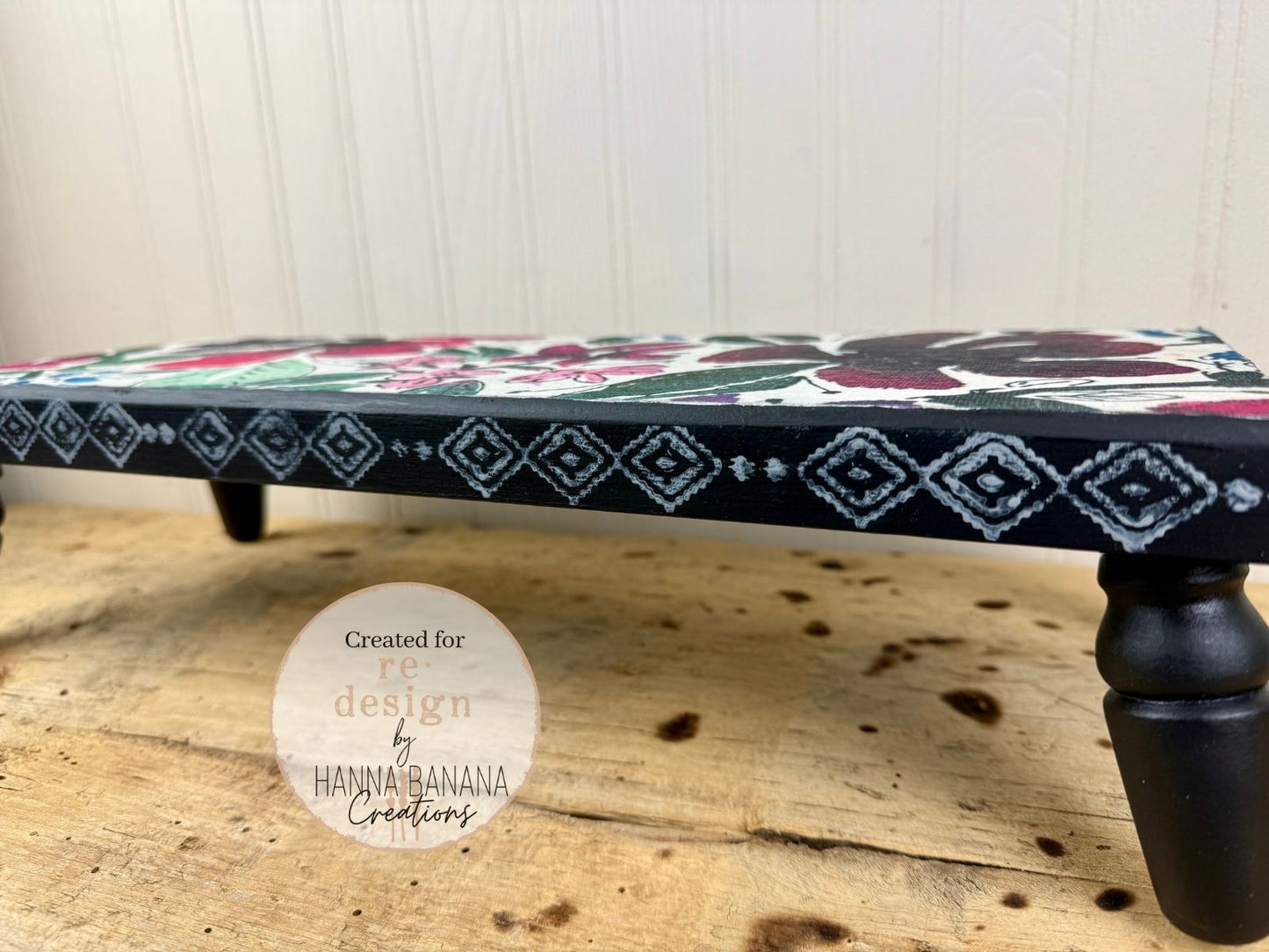 Handmade Upcycled Riser with Floral Decoupage Paper
