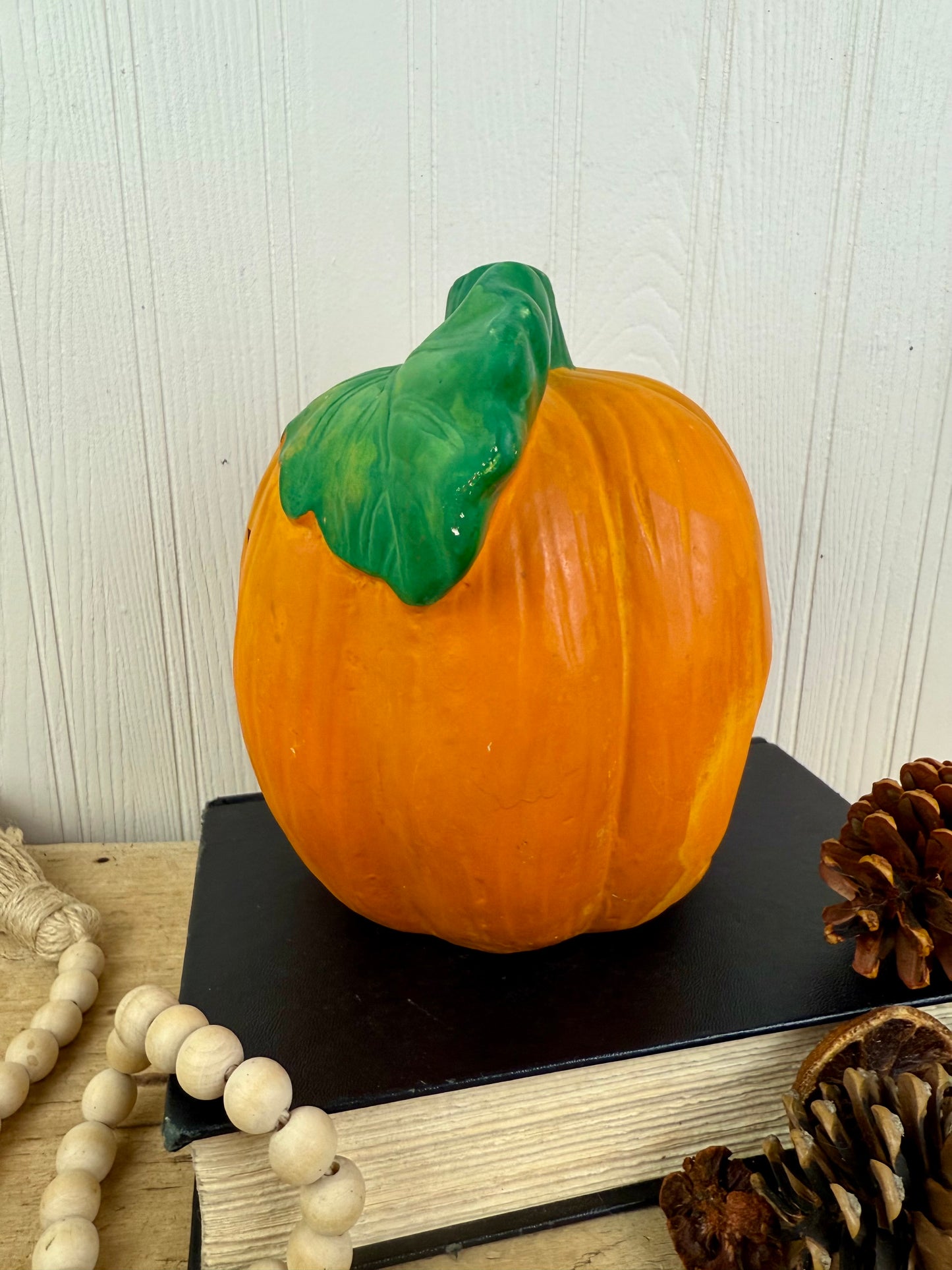 Vintage Ceramic Pumpkin Candle Lantern