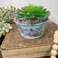 Upcycled Mini Washtub Faux Succulent Plant- Blue