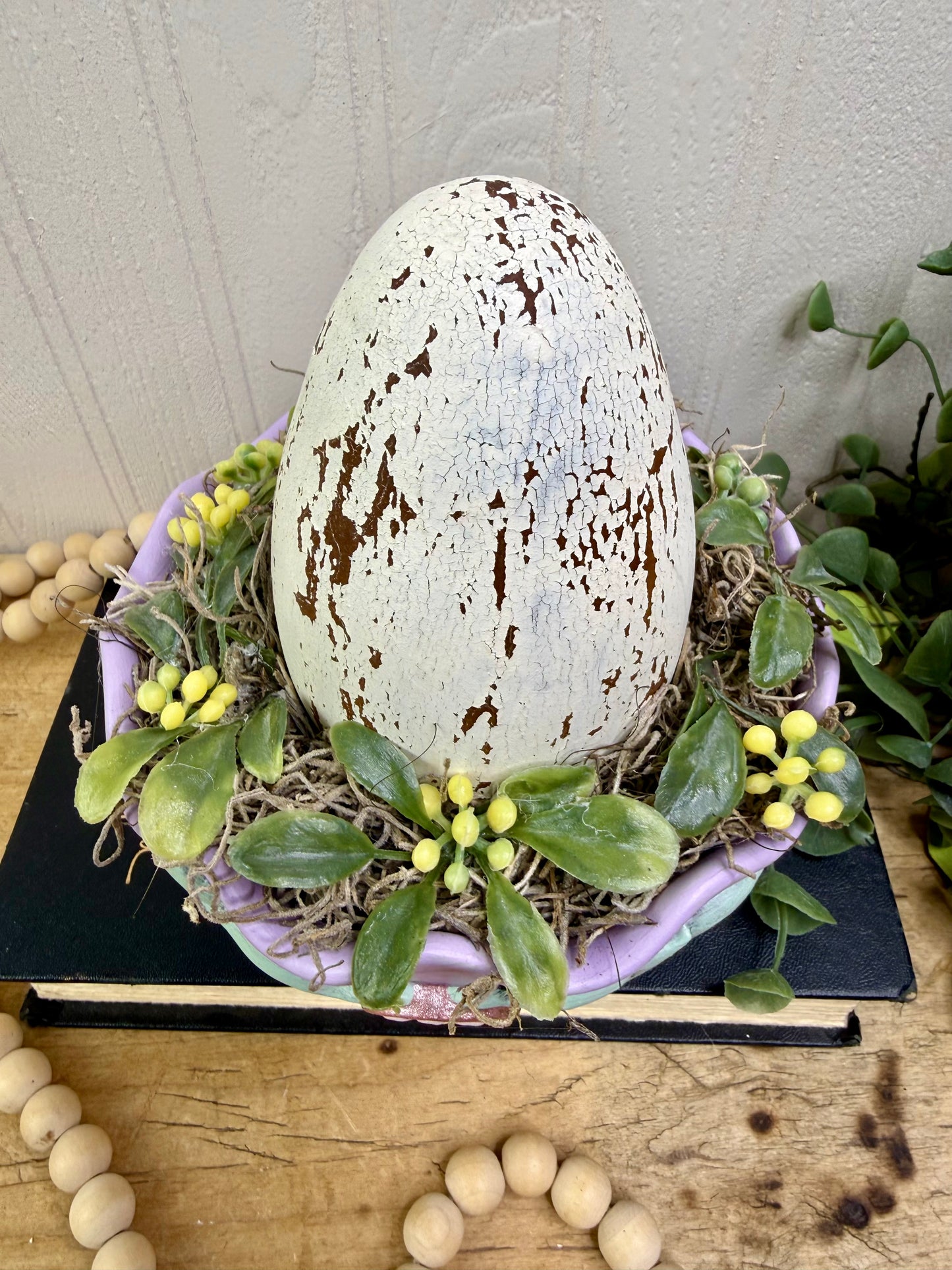 Handmade Upcycled Purple Egg Nest