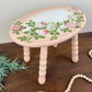 Painted Wooden Milk Stool with Floral Details