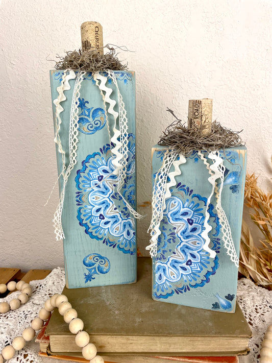 Handmade Blue Boho Pumpkin Set