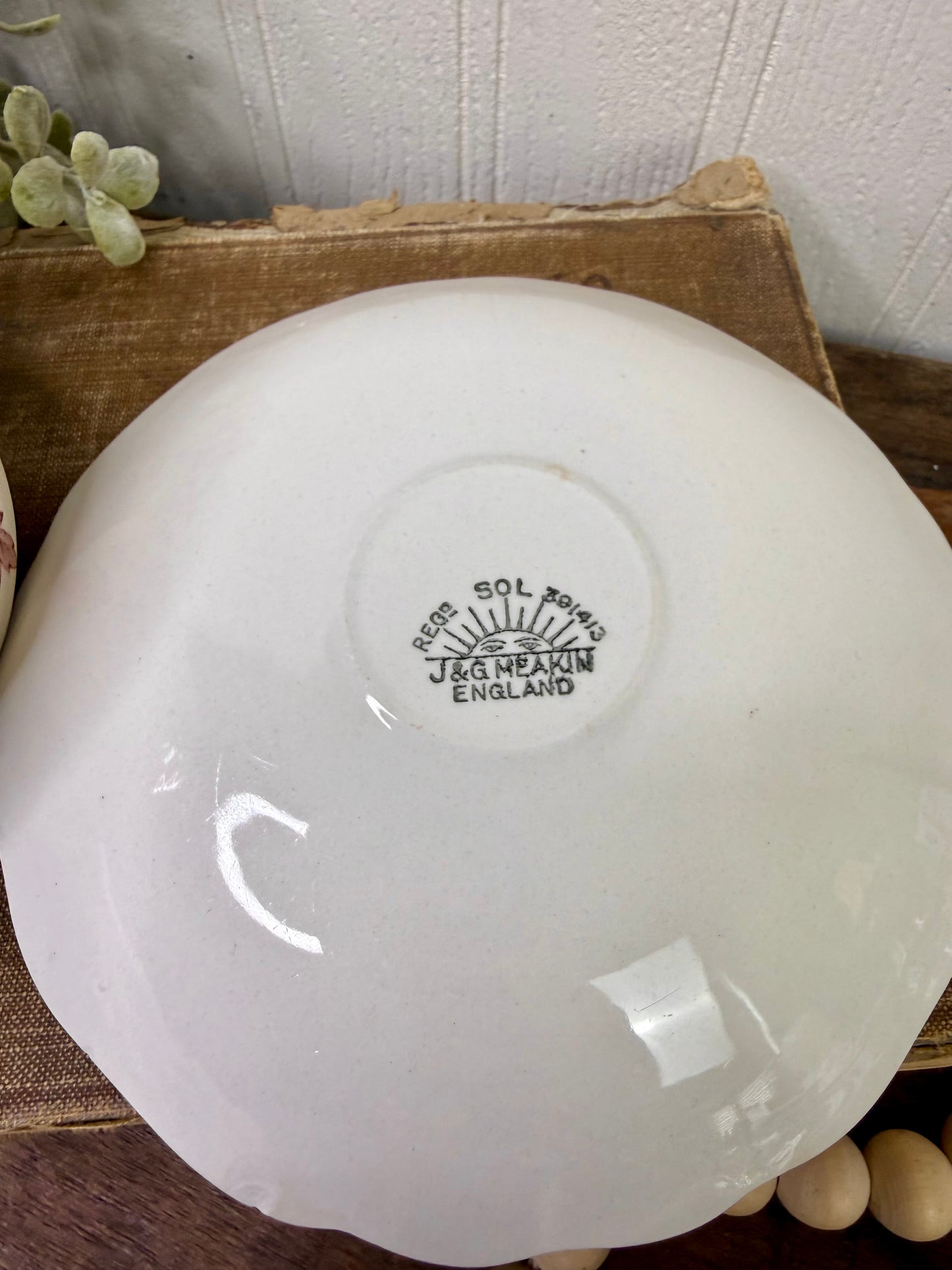 Antique J&G Meakin Tudor Roses Teacup and Saucer Set