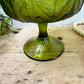 Vintage FTD Green Glass Pedestal Bowl