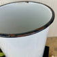 Vintage White Enamel Canister with Black Rim