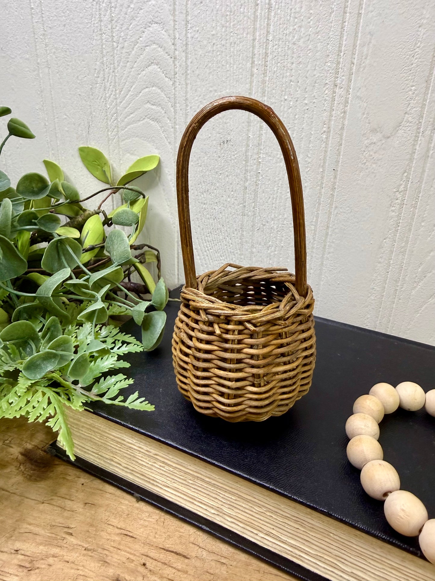 Vintage Miniature Wicker Basket with Handle