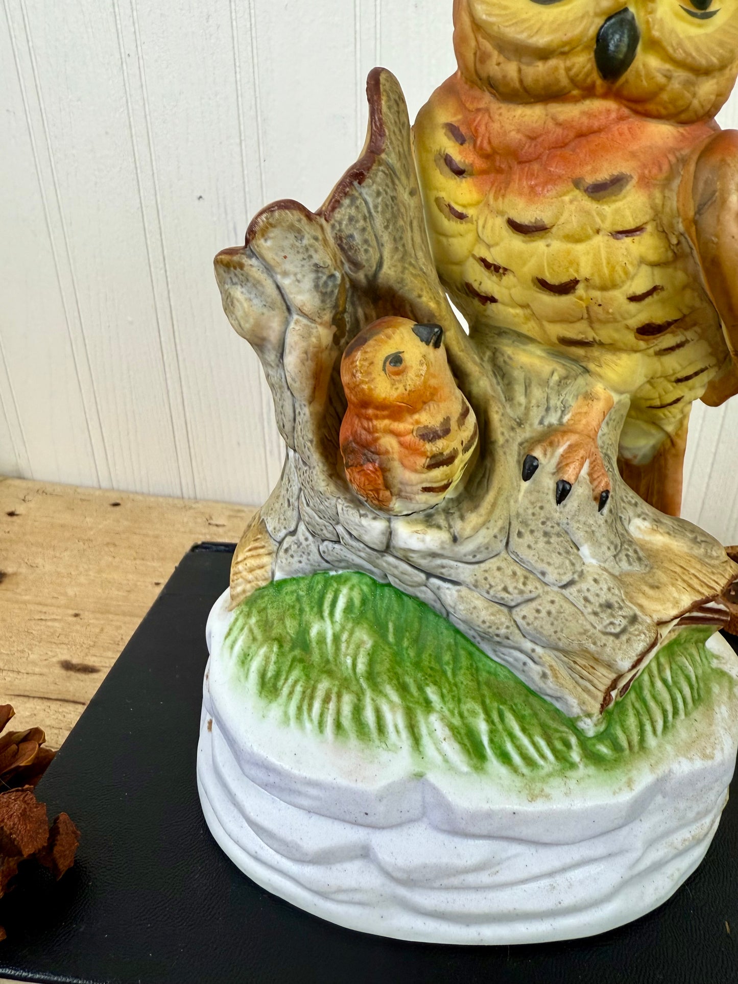 Vintage Ceramic Mama & Baby Owl Figurine