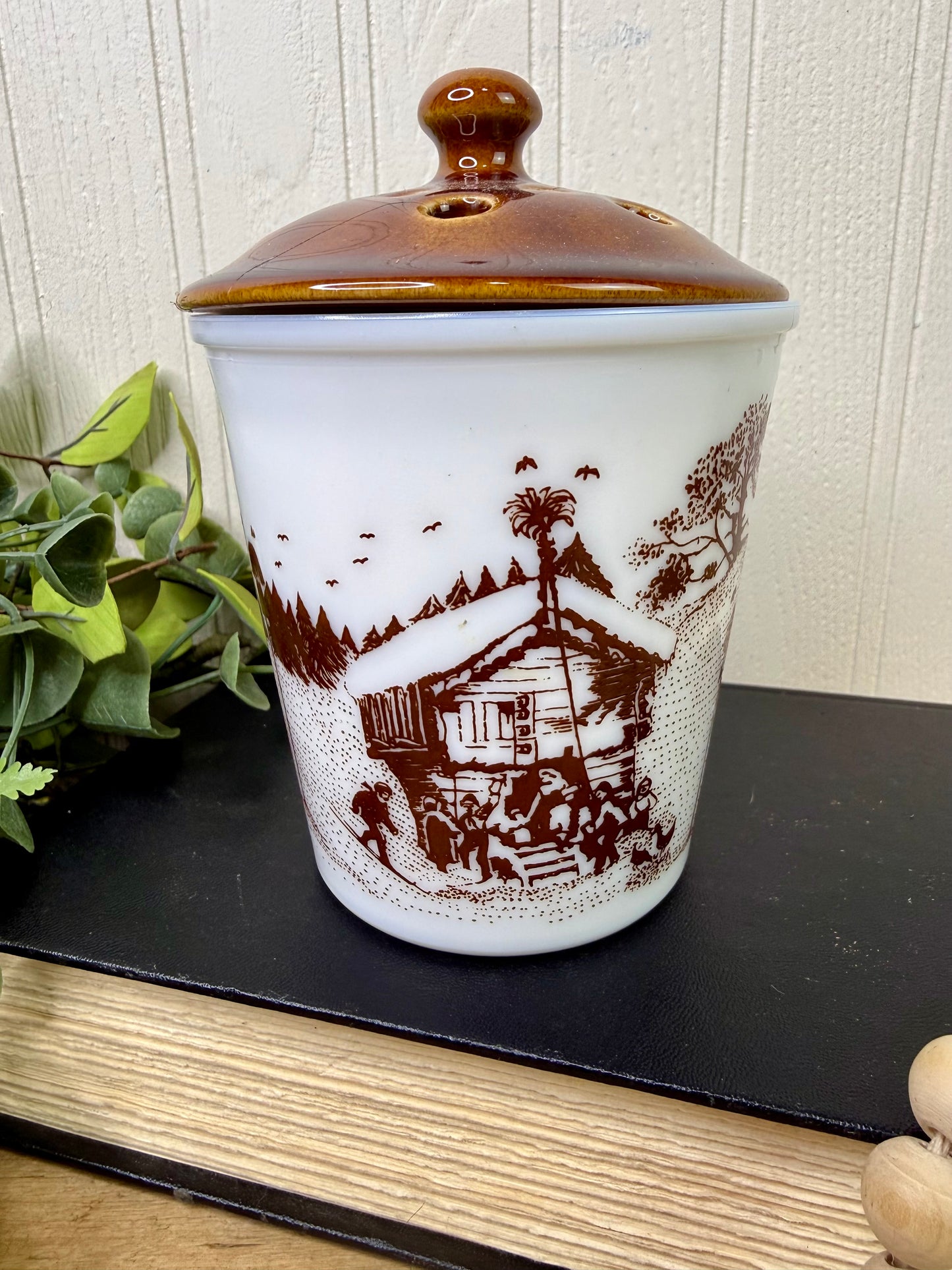 Vintage Amway Milk Glass Potpourri Jar