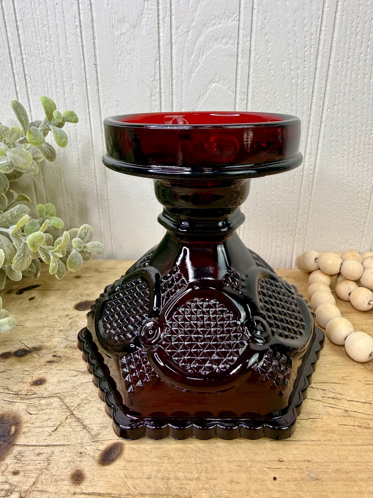 Vintage Avon Cape Cod Ruby Red Glass Hurricane Lamp Base