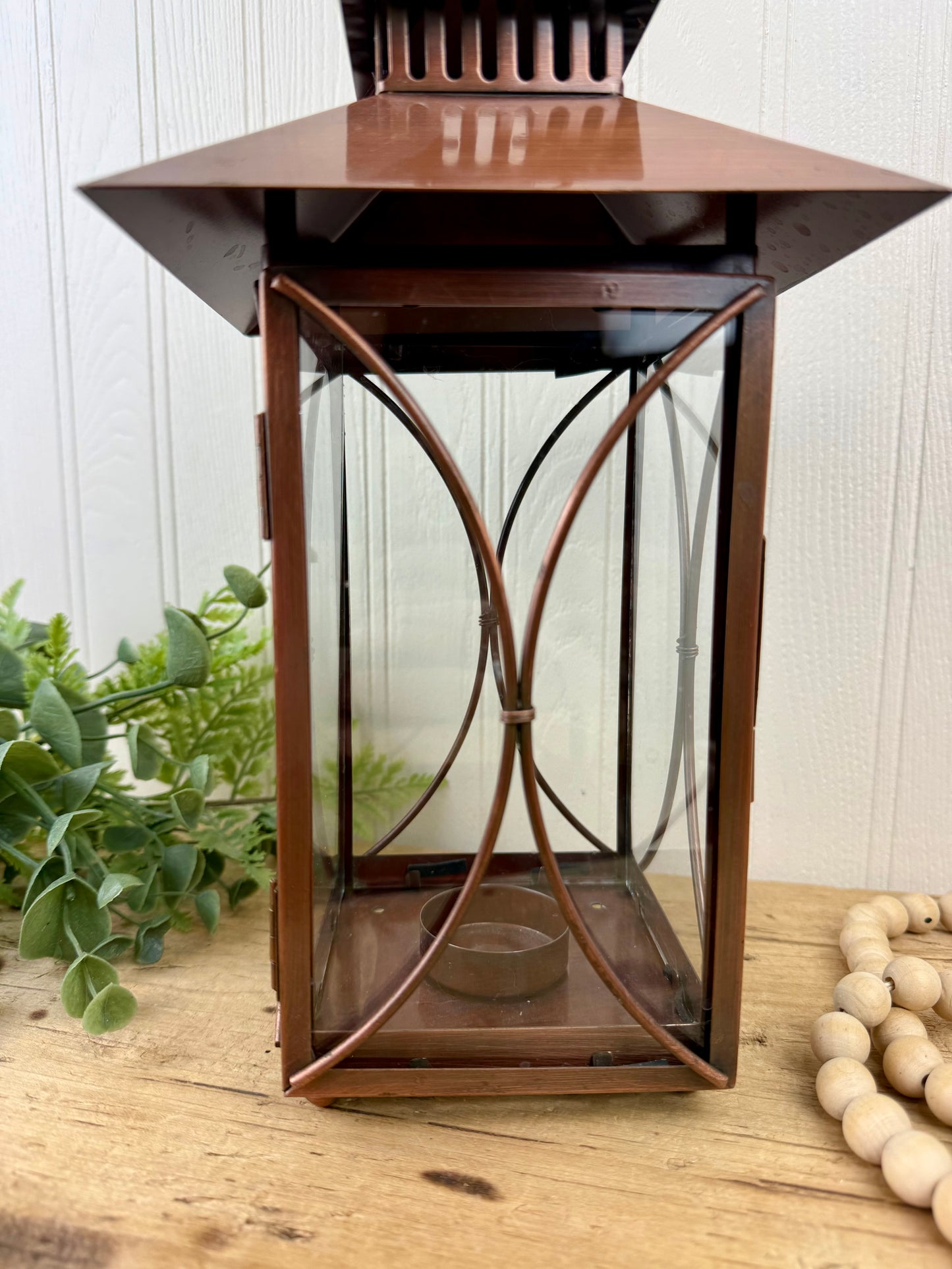 Copper Tea Light Candle Lantern