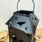 Metal Candle Lantern with Skulls and Bats