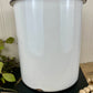 Vintage White Enamel Canister with Black Rim