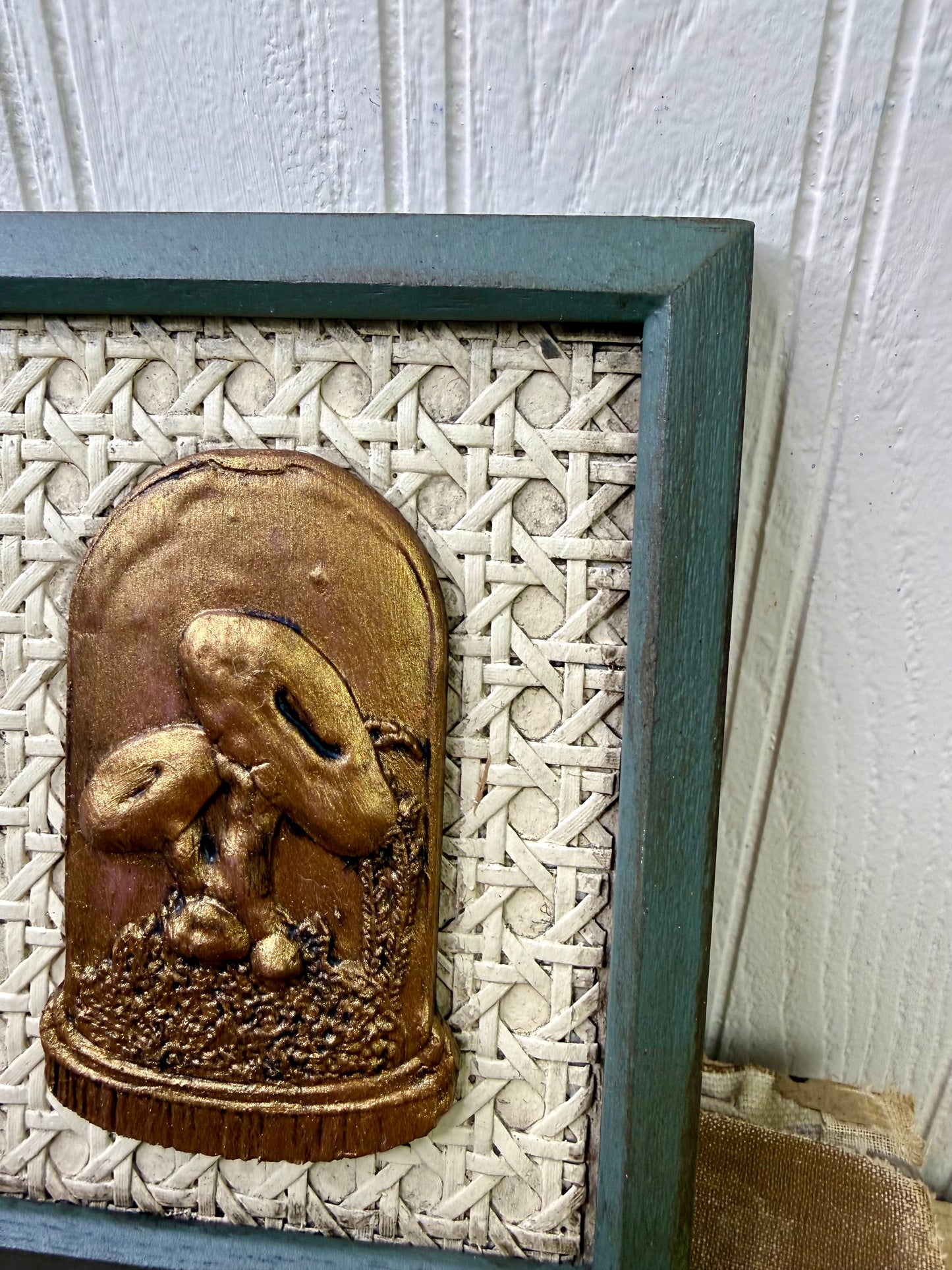 Handmade Upcycled Framed Art with Mushrooms #2