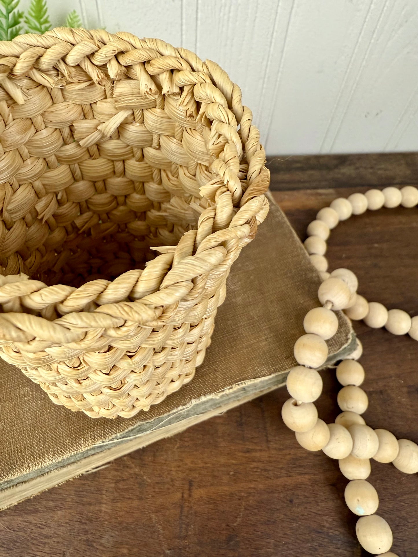 Vintage Chunky Wicker Pencil Holder