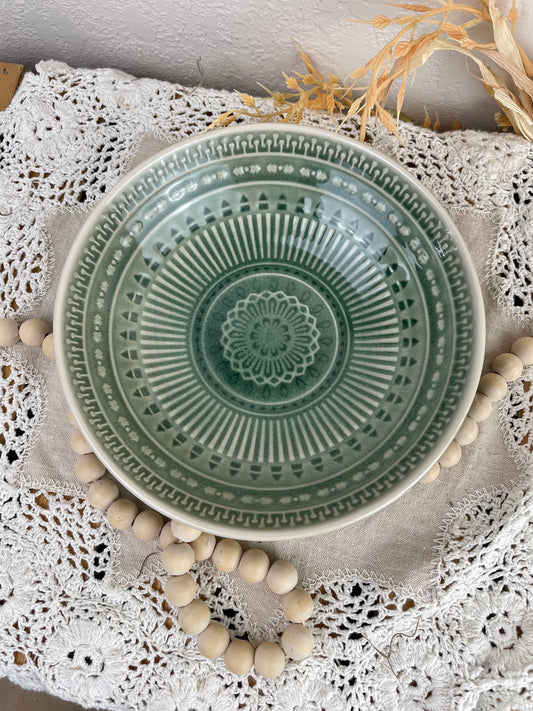 Teal Boho Ceramic Bowl