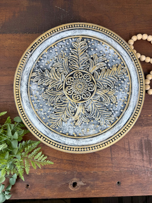 Upcycled Gold & White Wall Medallion