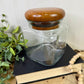 Vintage Dolphin Thailand Glass Canister with Teak Wood Lid