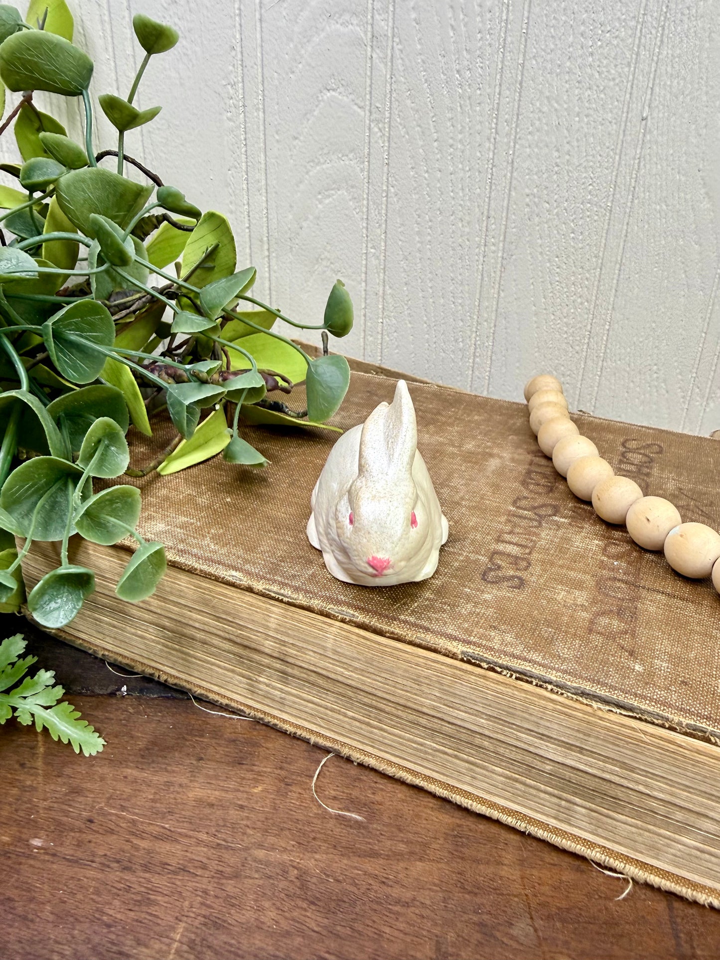 Vintage Mini Ceramic Laying Bunny Figurine