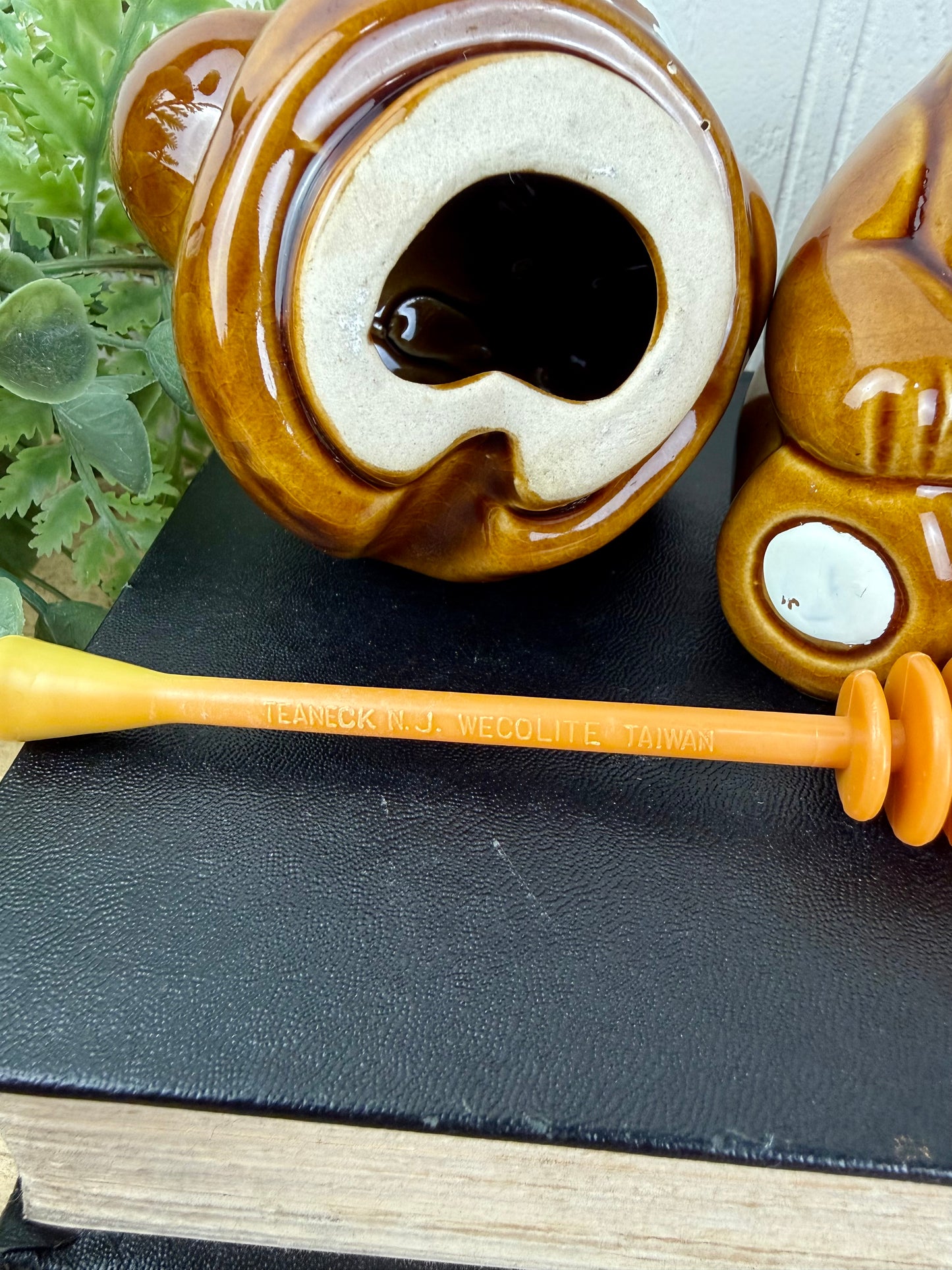 Vintage 1980’s Ceramic Bear Honey Pot with Dipper