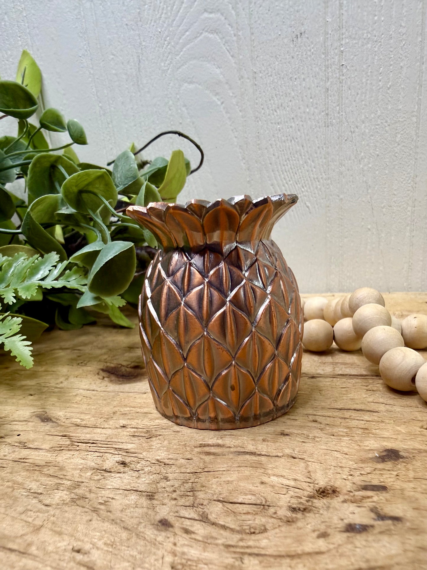 Vintage Copper Toned Pineapple Souvenir Toothpick Holder