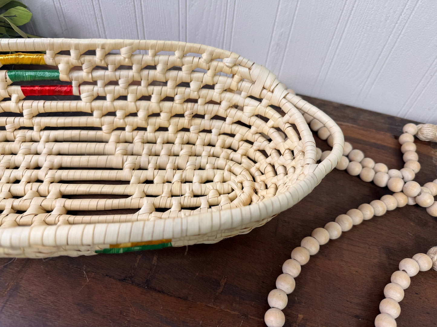 Vintage Woven Straw Catchall Basket
