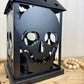 Metal Candle Lantern with Skulls and Bats