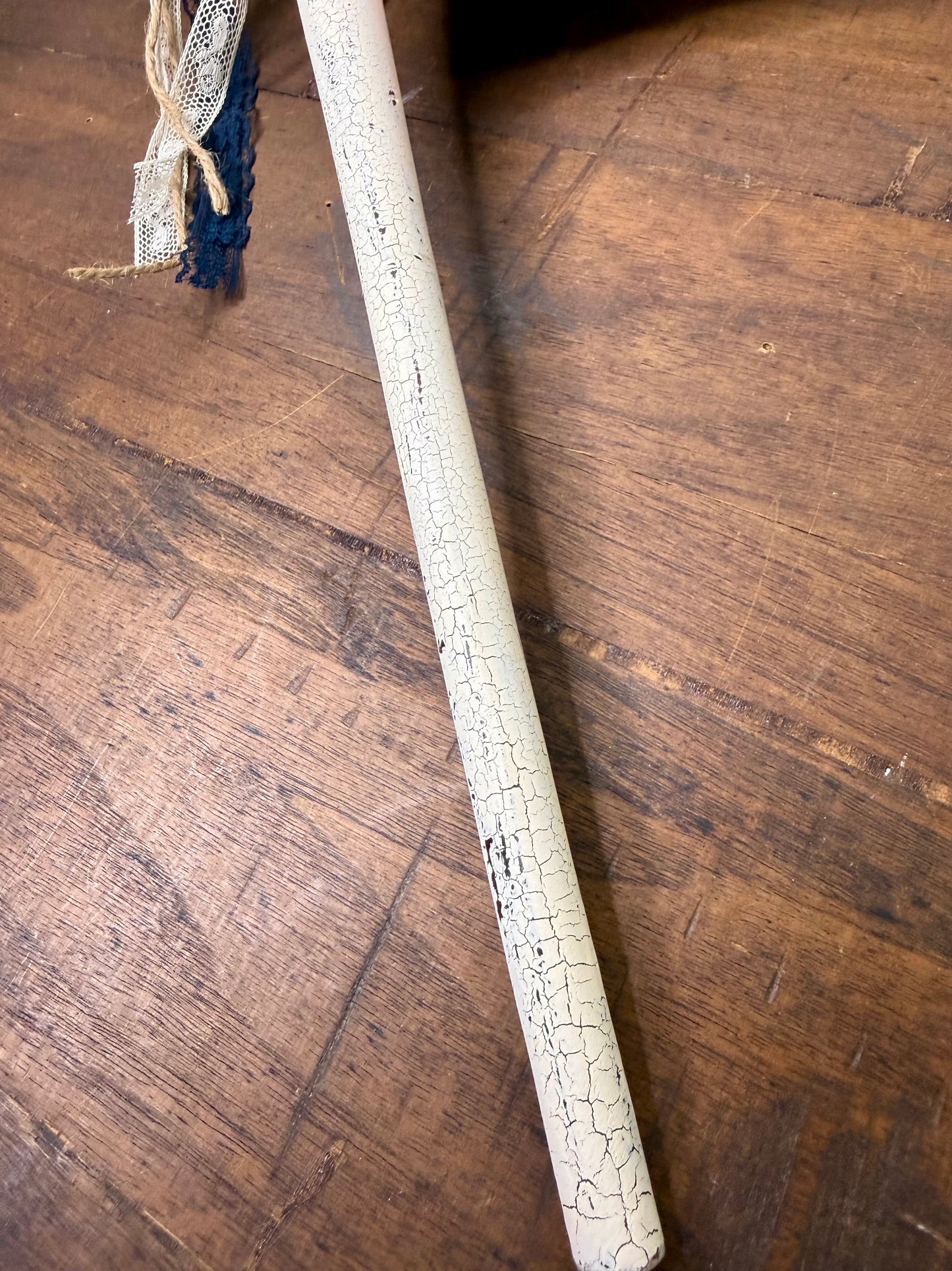 Handmade Spindle Flag with Gingham Pattern