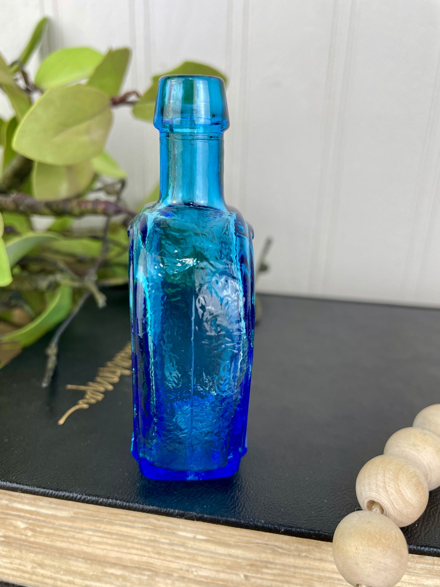 Vintage Miniature Blue Glass Bitters Bottle