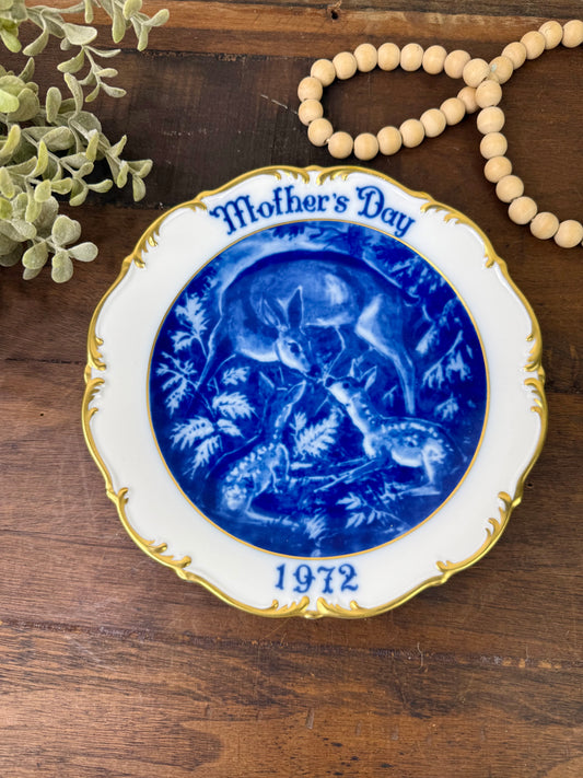 Vintage 1972 Dresden Porcelain Mother's Day Plate