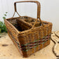 Vintage Divided Wicker Carrying Basket