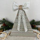 Upcycled Vintage Trim Beige Large Christmas Tree with Handmade Bow & Lace