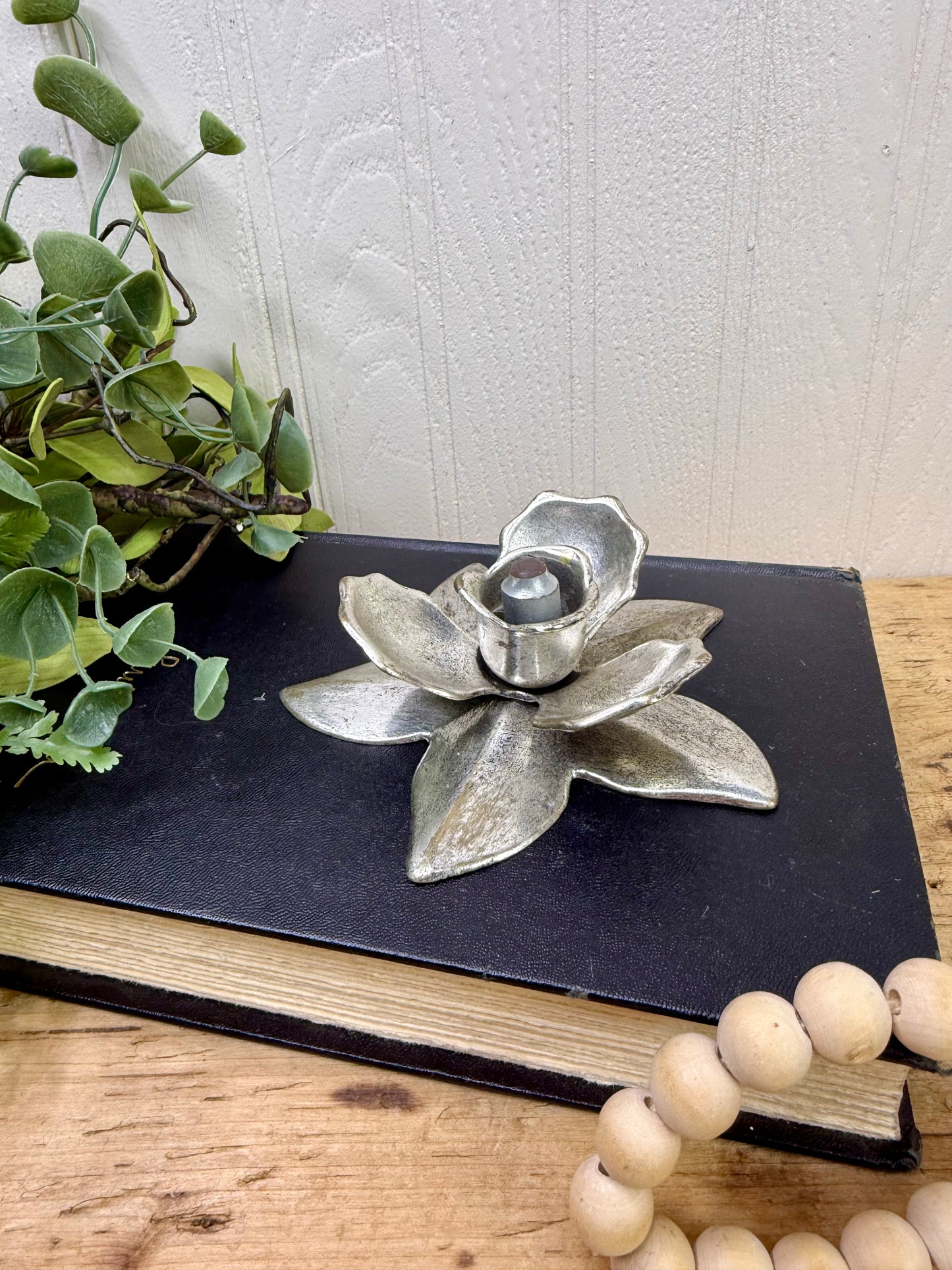 Vintage Brass Lotus Flower with Silver Finish