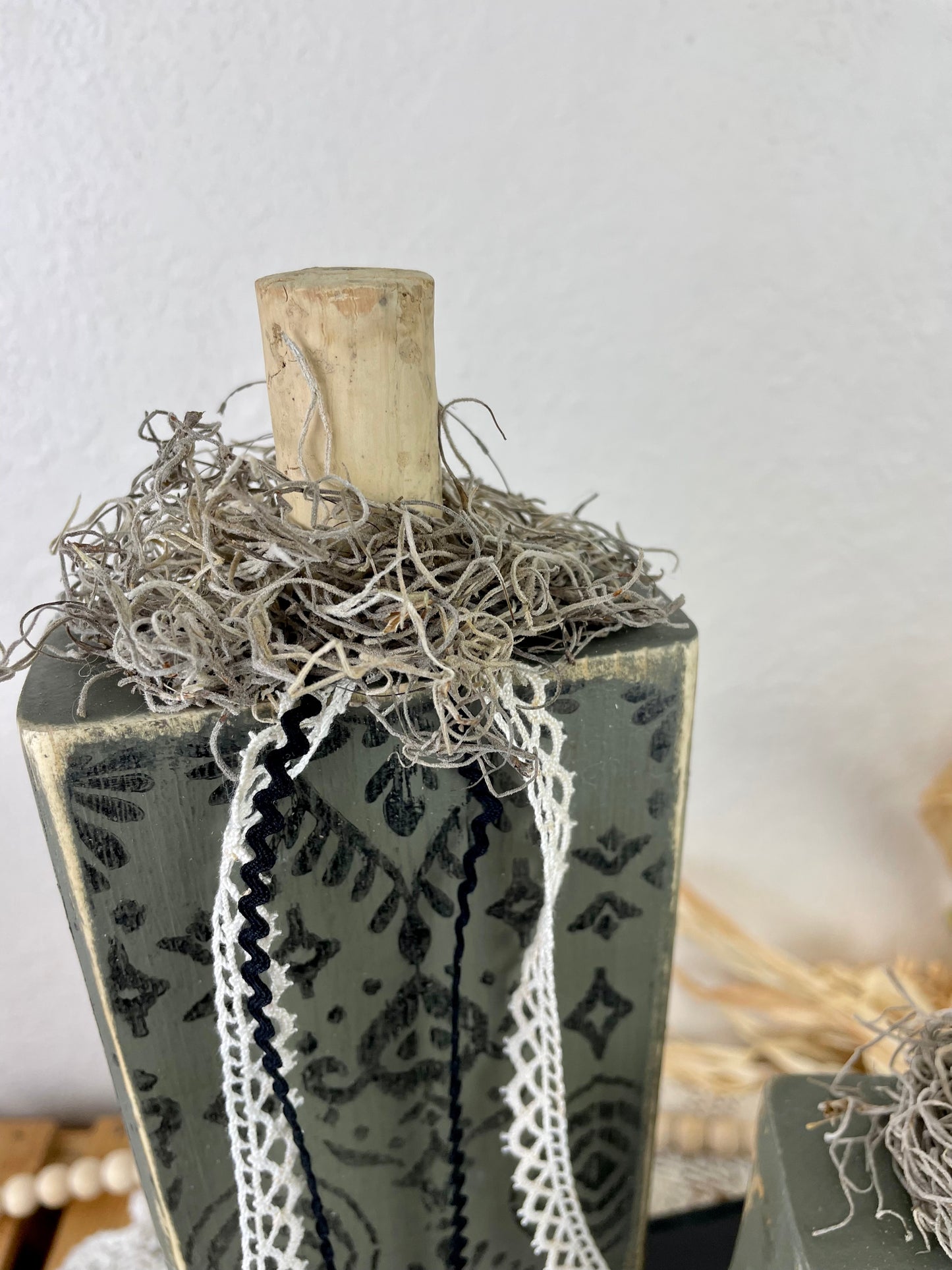 Handmade Green Pumpkin Set with Stamped Details
