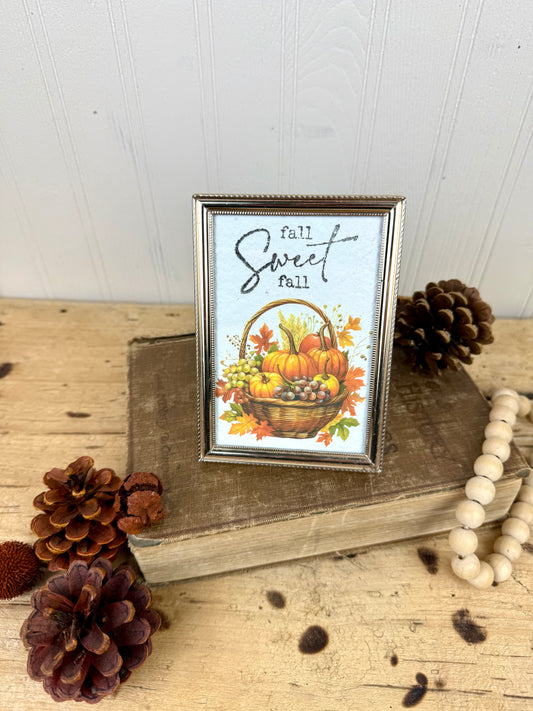 Handmade Fall Sweet Fall Art in Brass Frame