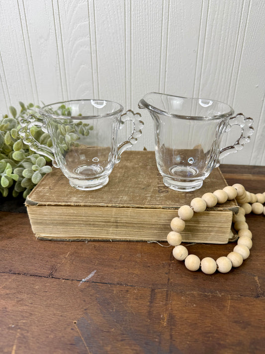 Vintage Imperial Glass Candlewick Creamer and Sugar Set