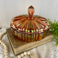 Vintage Marigold Carnival Glass Candy Dish with Lid